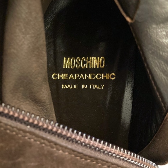 MOSCHINO Cheap & Chic Genuine Suede Over The Knee Boots Espresso Brown Designer - Picture 2 of 11